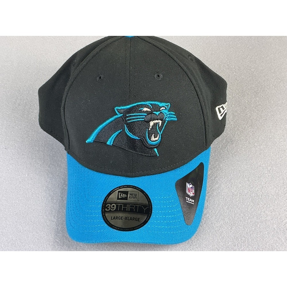 Carolina Panthers New Era 39THIRTY Fitted Hat Black Blue L/XL NFL‎ Cap